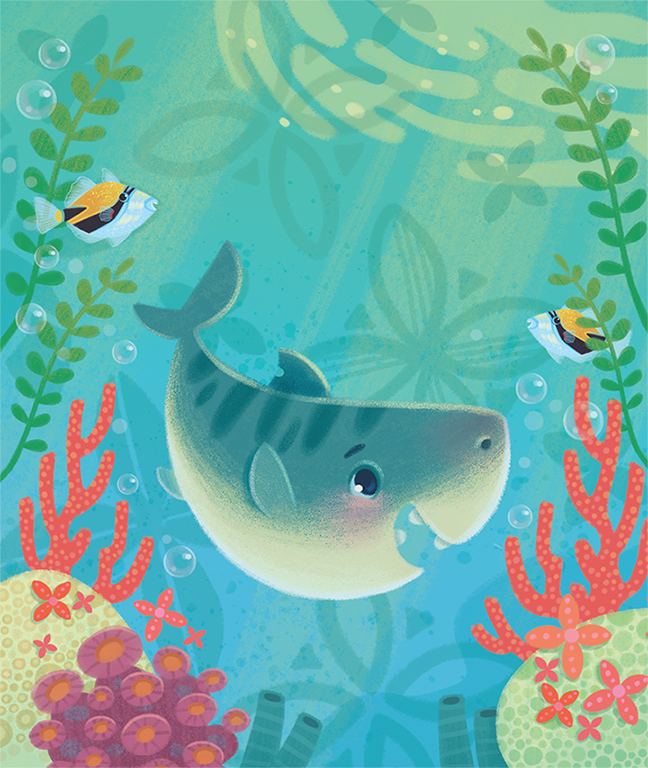 Jamie Tablason Illustration Coral Shark and Fish in the Sea