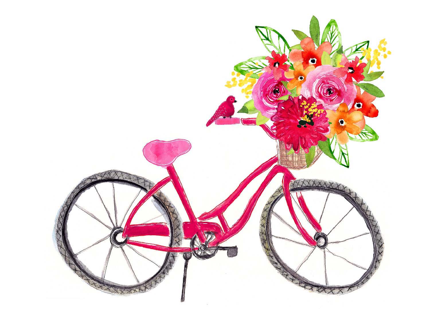 Sara Berrenson Illustration bike with flowers in basket