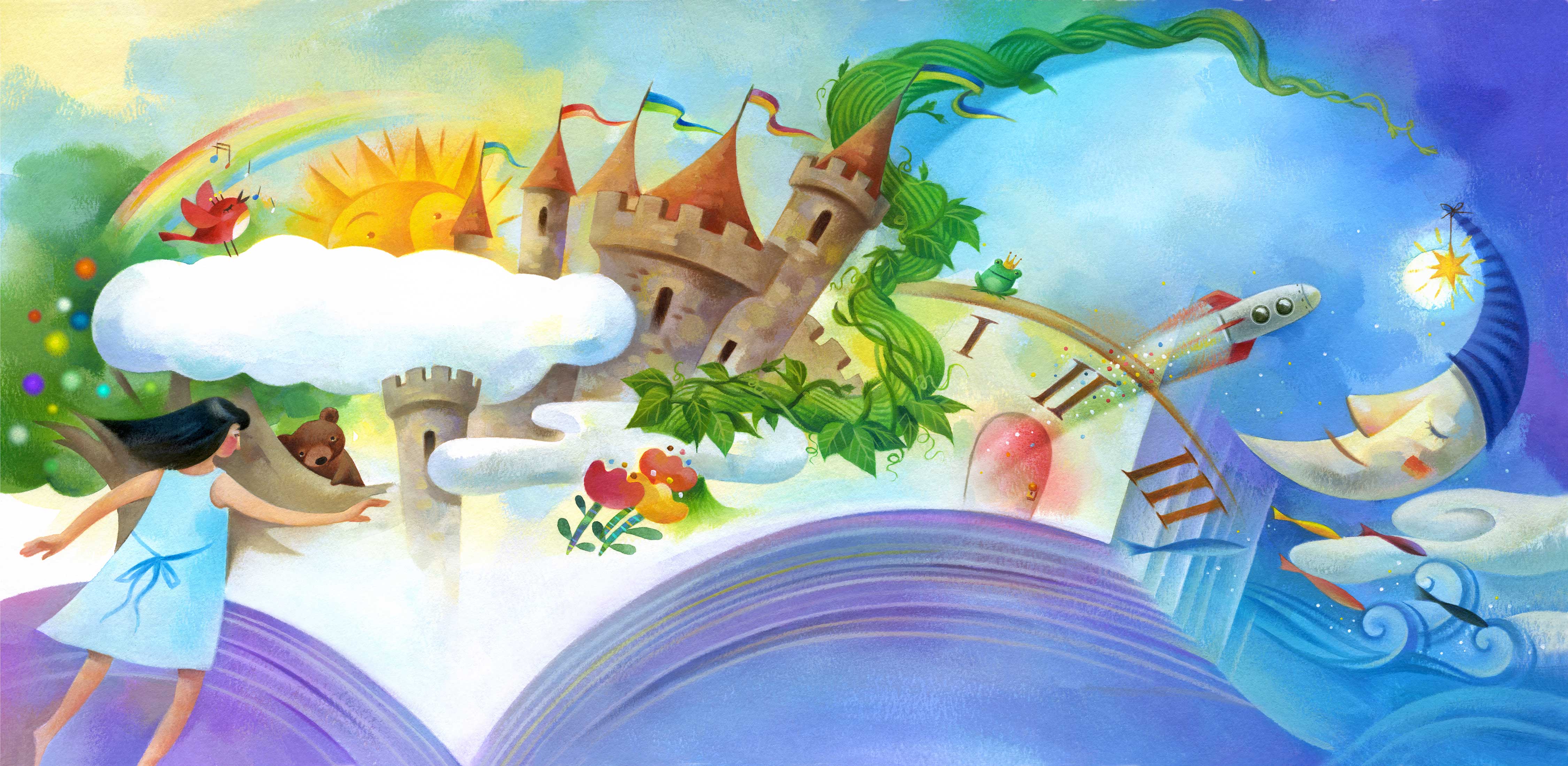 Jui Ishida Illustration fairy tale castle in story book