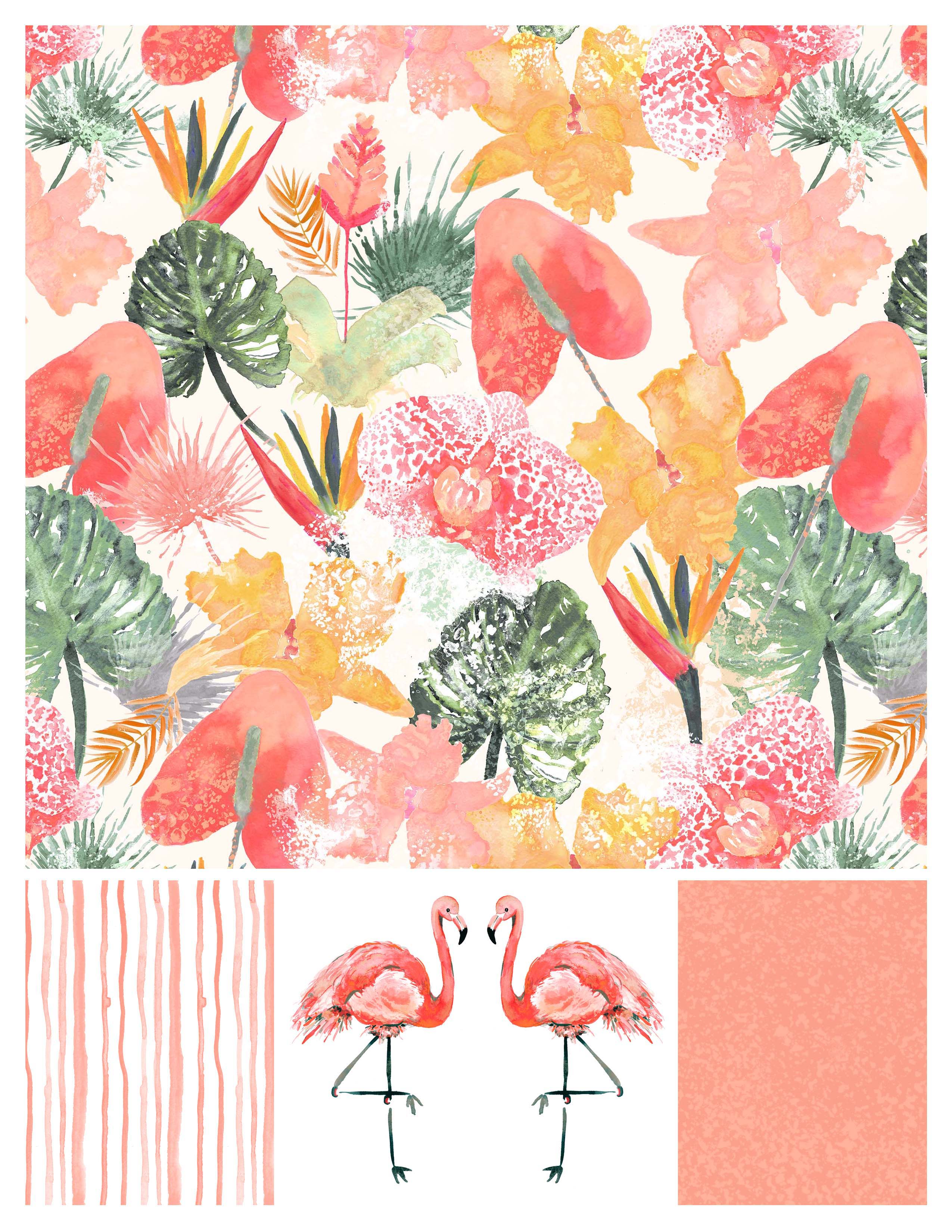 Sara Berrenson Illustration flamingo and flower pattern