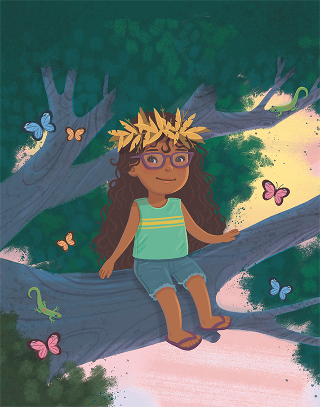Jamie Tablason Illustration little girl in a tree