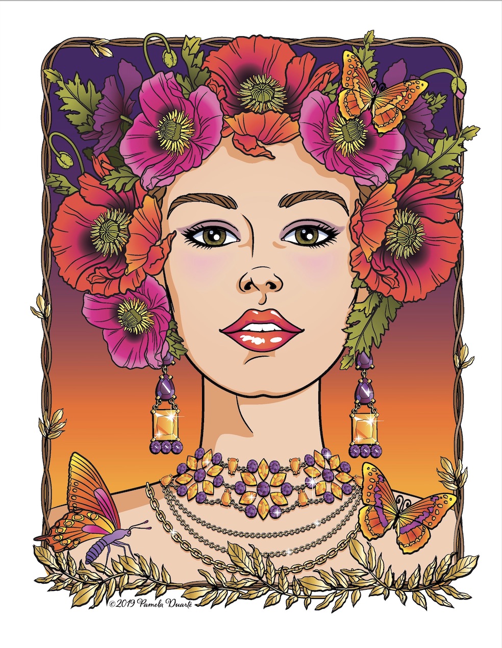 Pamela Duarte Illustration Antoinette With Poppies