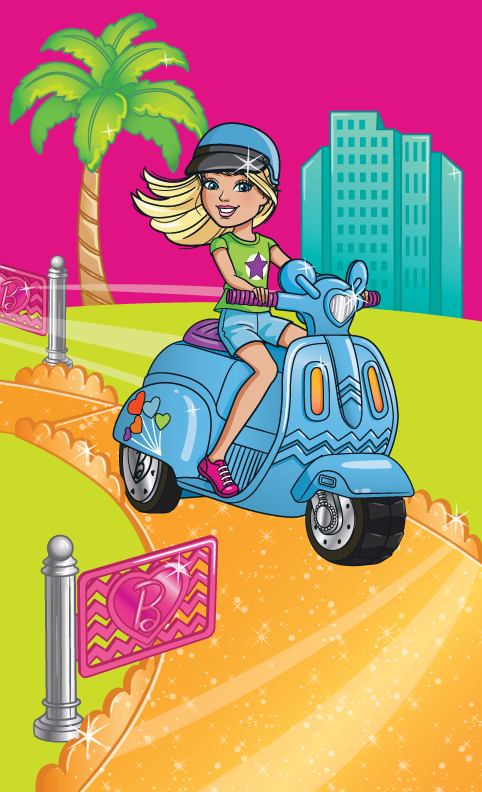 Pamela Duarte Illustration Barbie on Scooter
