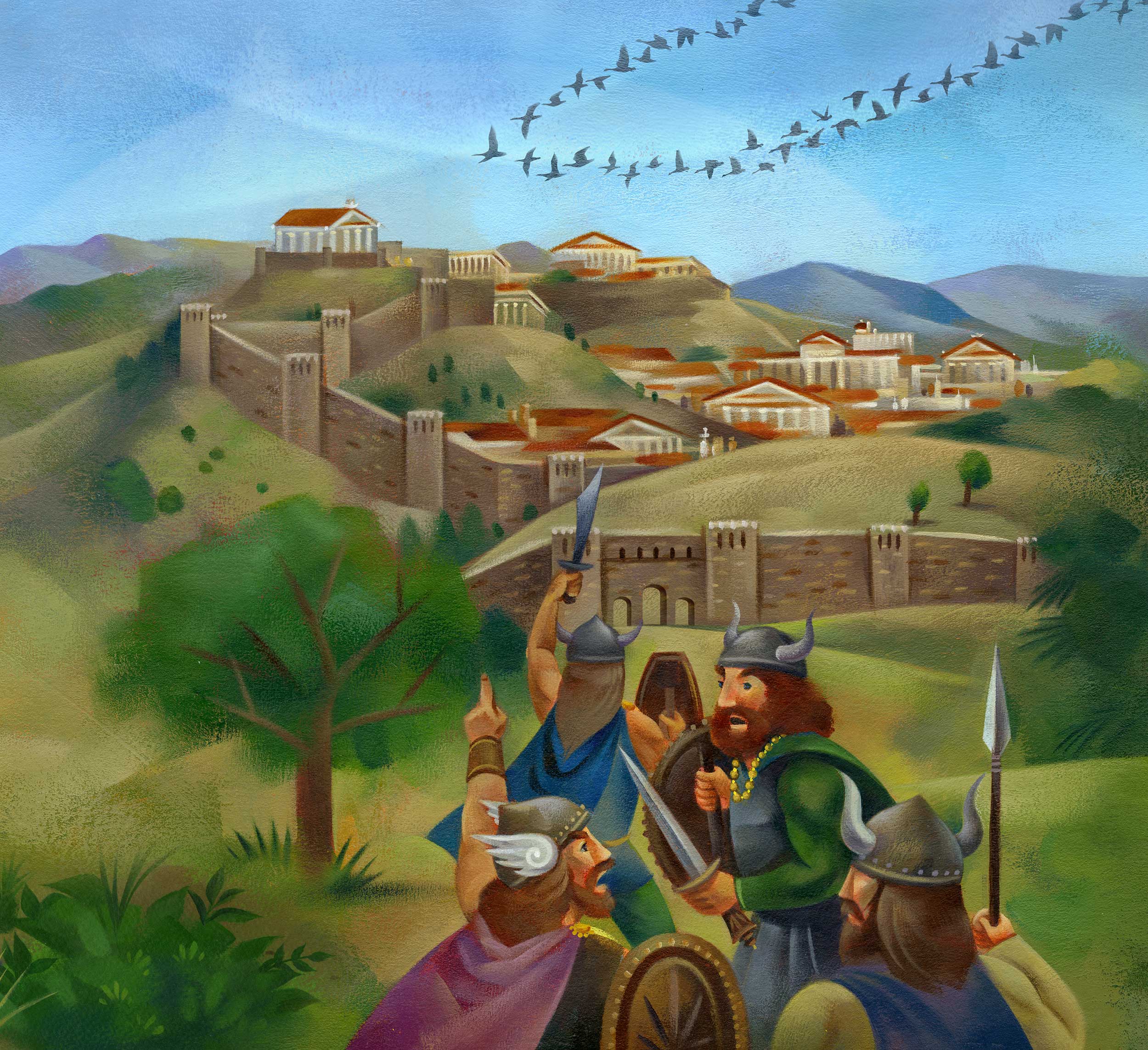 Jui Ishida Illustration Capitoline Geese marching to battle