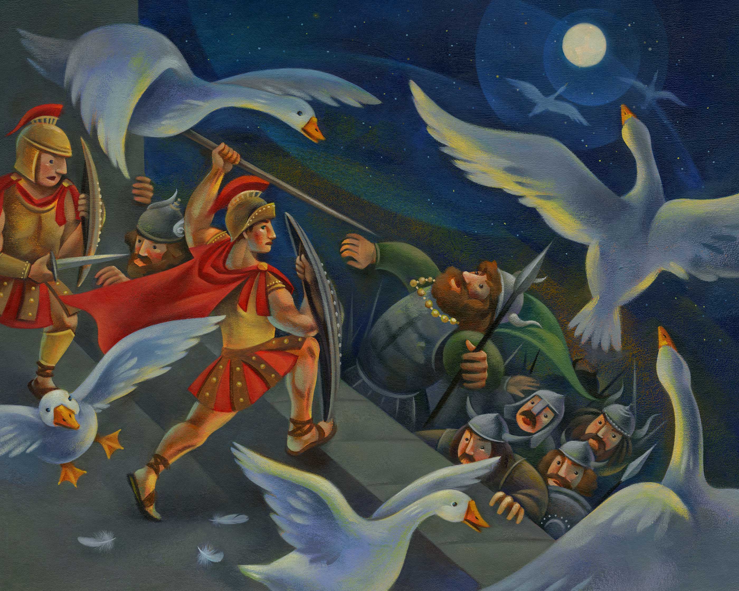 Jui Ishida Illustration Capitoline Geese and soliders