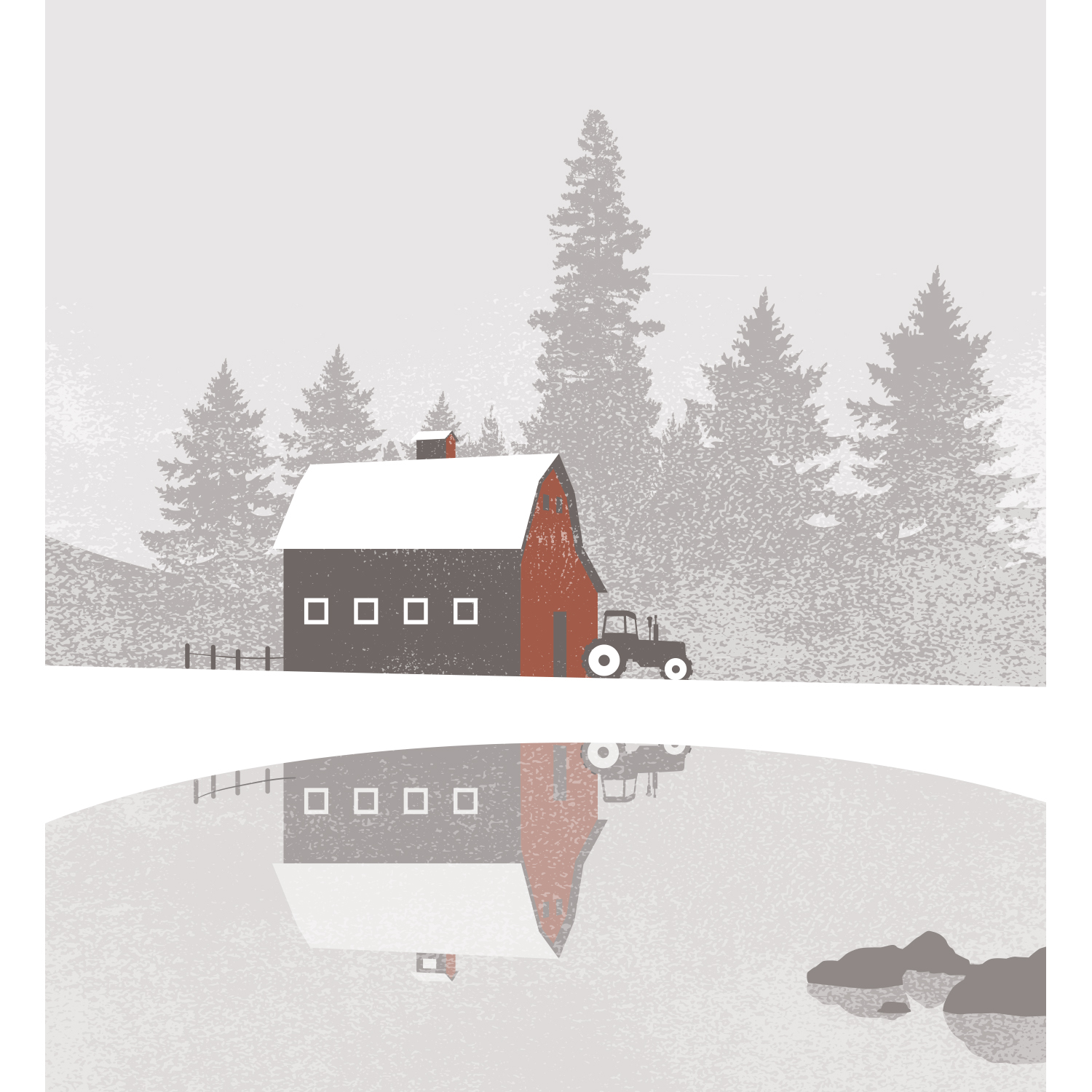 Mona Daly Illustration Farm in winter 