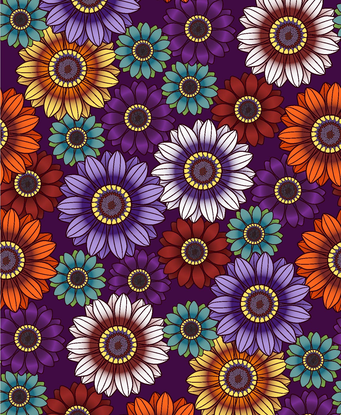 Pamela Duarte Illustration Gazania Kaleidoscope pattern