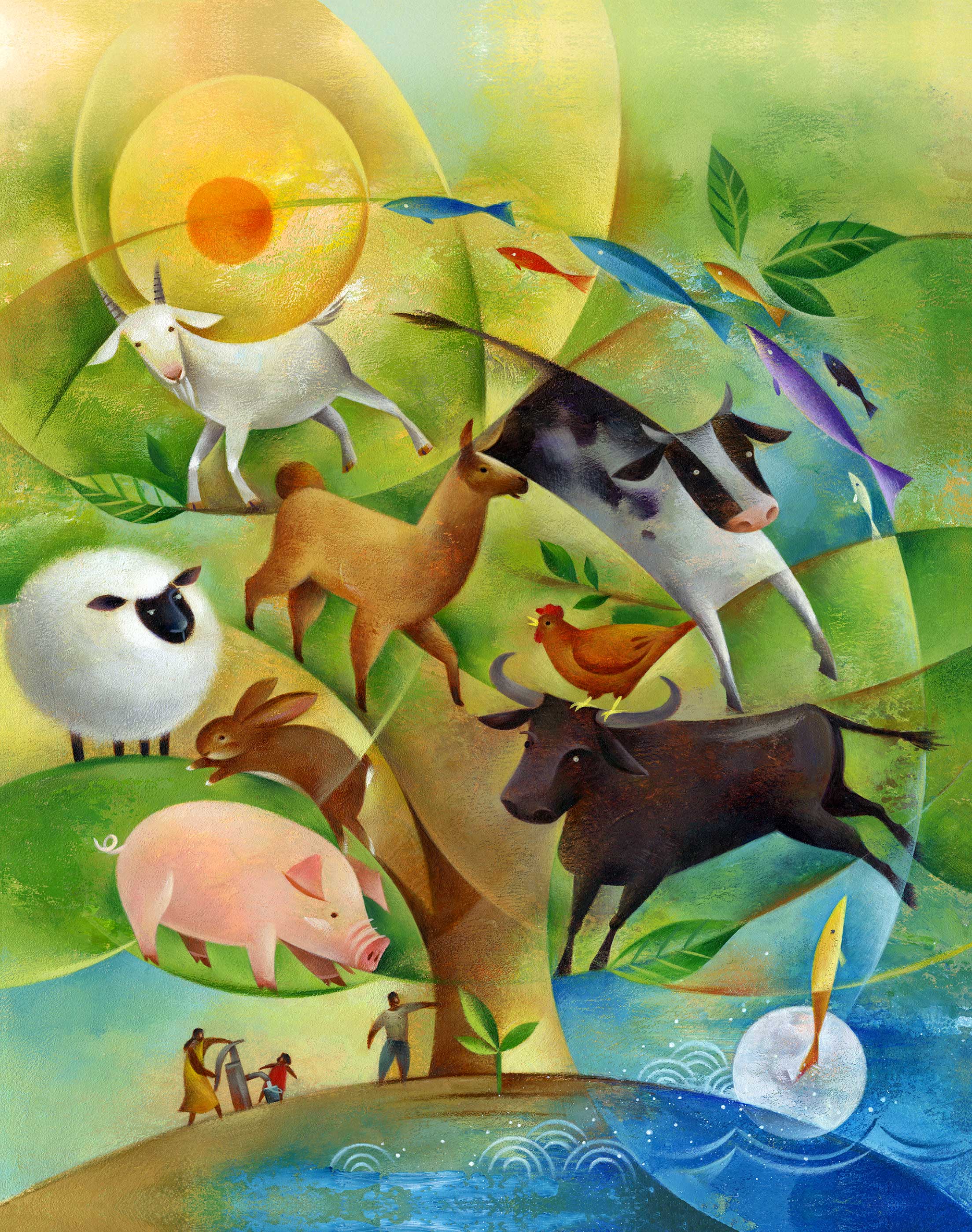 Jui Ishida Illustration farm animals