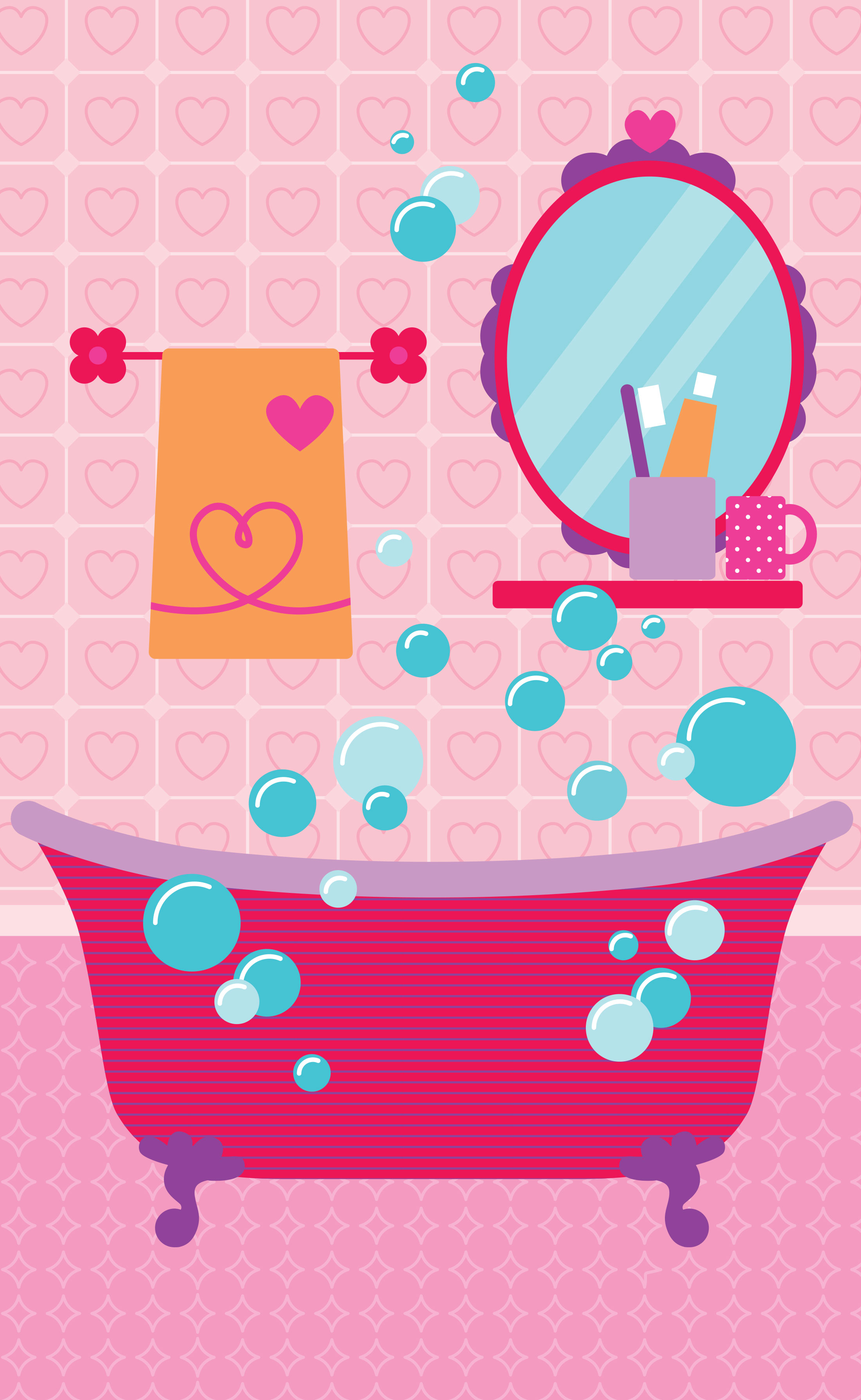 Mona Daly Illustration Bathroom tub with bubble bath