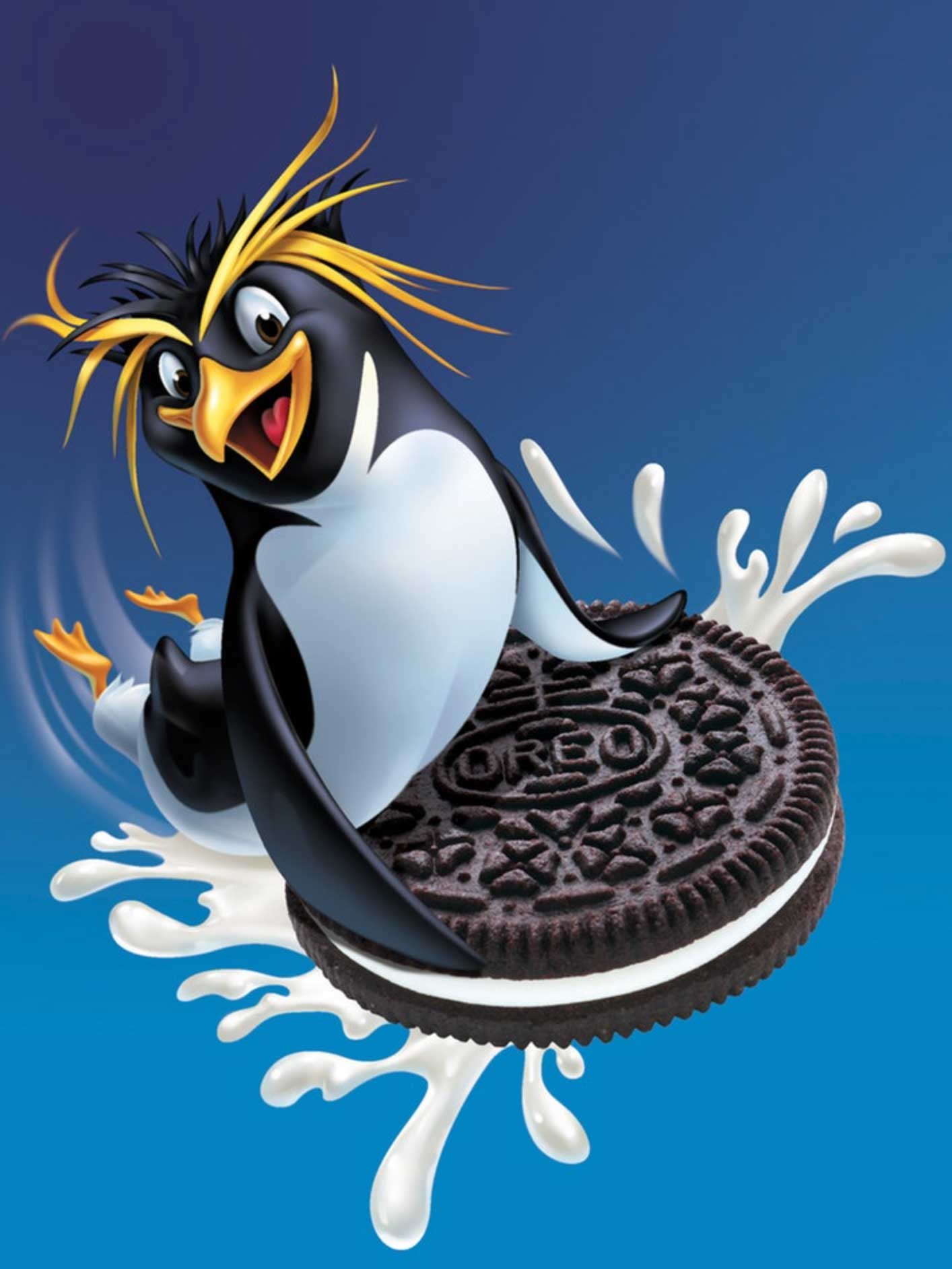 Oreo-Cookies-with-Milk-Splash-and-Penquin-Character
