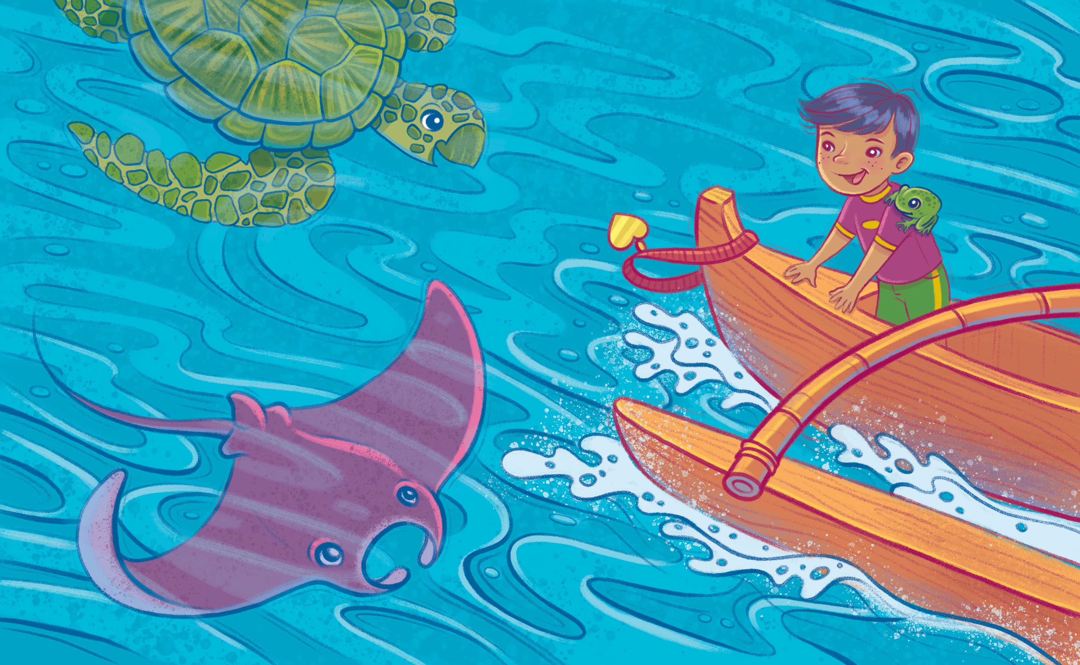 Jamie Tablason Illustration Perfect Pet turtle stingray boy ocean