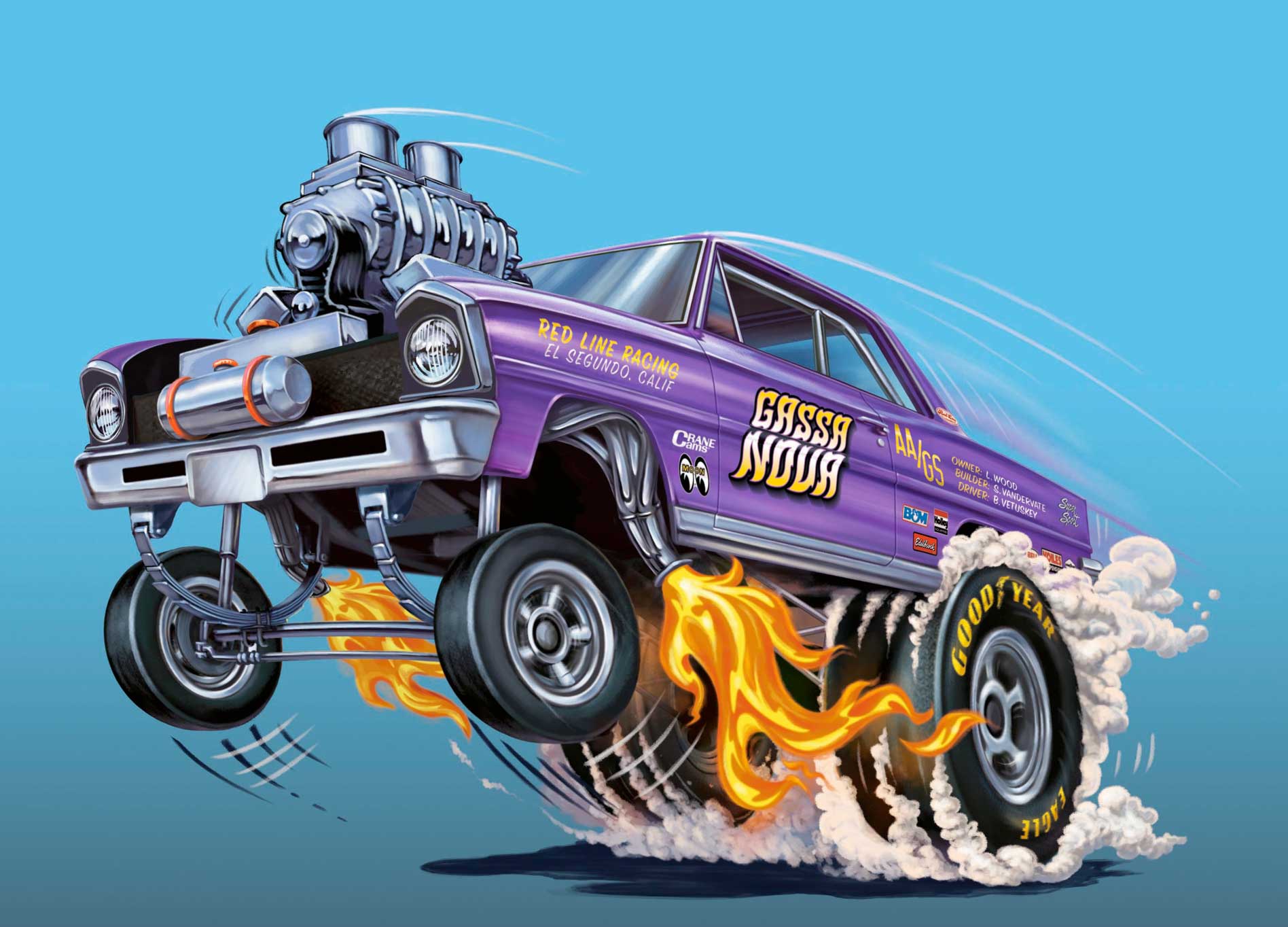 Ray Goudey Illustration gassa nova purple car
