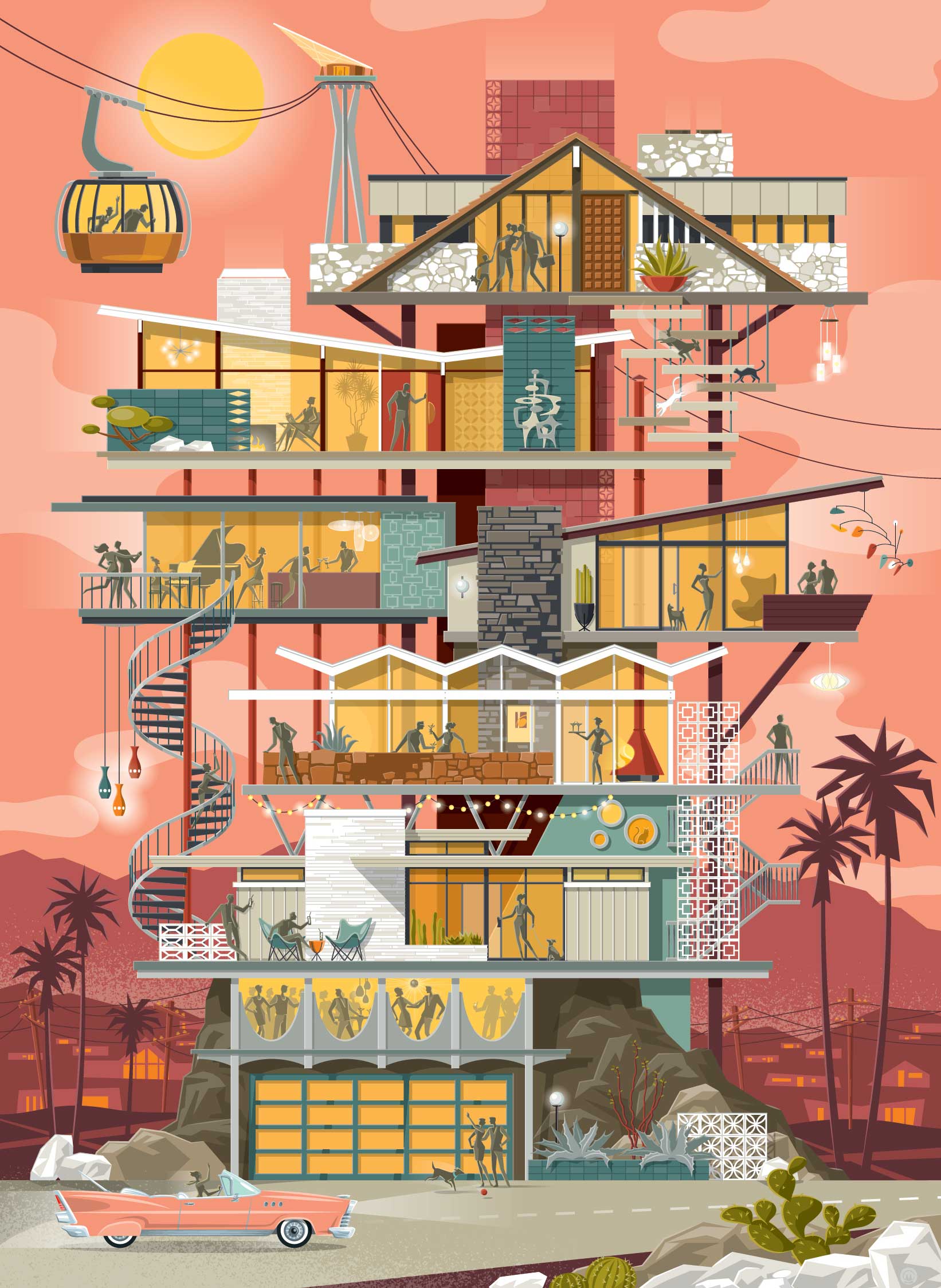 Chris Musselman Illustration Palm Springs Mid Century  Modern